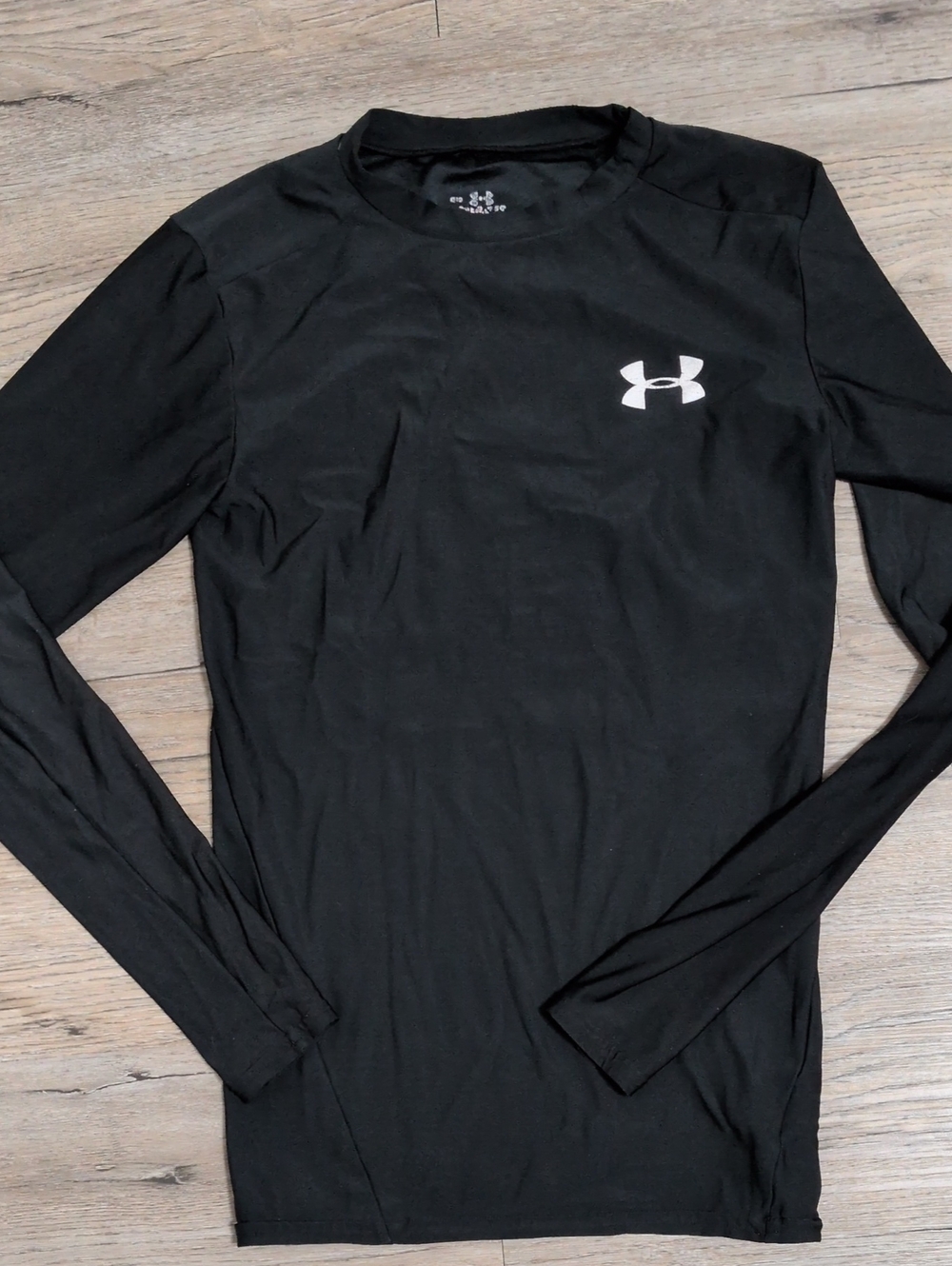 Under Armour Black Long Sleeve Compression Top with White Logo